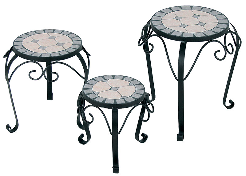 Kovový stolek na květiny Mozaika, 3 kusy