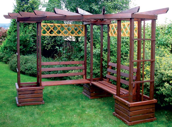 Pergola rohová 250 x 250 - v. 215 cm - mořená