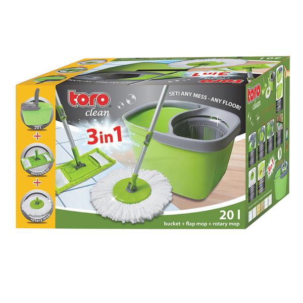Mop set TORO Tornádo 20L kbelík + dva druhy mopů Mop set TORO Tornádo 20L kbelík + dva druhy mopů