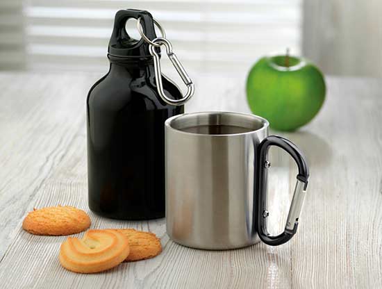 Termo hrnek s karabinou, dvojitá stěna, 200 ml Termo hrnek s karabinou, dvojitá stěna, 200 ml
