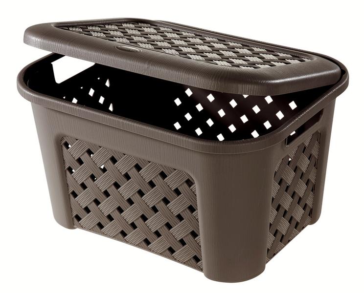 Koš s víkem Arianna 23,6 L - tm. hnědý, Tontarelli Koš s víkem Arianna 23,6 L - tm. hnědý, Tontarelli