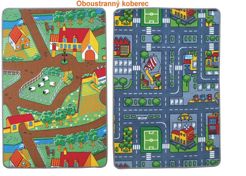 Dětský oboustranný koberec Farma a Město 100 x 165 cm, Vopi Dětský oboustranný koberec Farma a Město 100 x 165 cm, Vopi