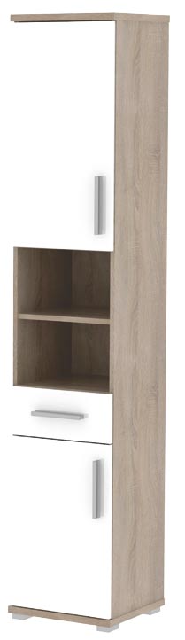 MB Domus LINDA, skříňka vysoká LI05, sonoma / bílý lesk MB Domus LINDA, skříňka vysoká LI05, sonoma / bílý lesk