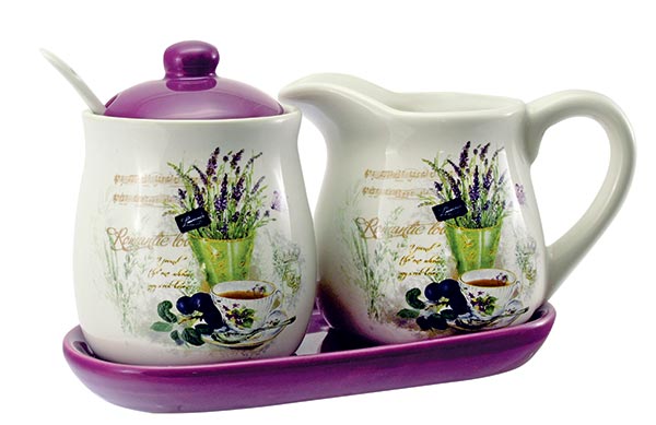 Keramický 4d set mlékovka s cukřenkou Lavender