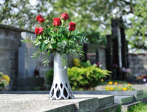 Hřbitovní váza Roseta 1 l - se zátěží, stříbrná Hřbitovní váza Roseta 1 l - se zátěží, stříbrná