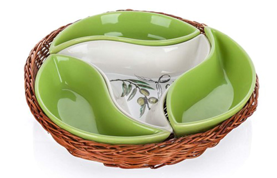 Servírovací misky v košíku OLIVES 23 cm, 4 díly, Banquet