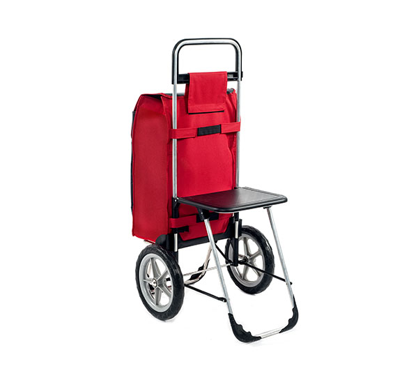 Velká nákupní taška na kolečkách se sedátkem Relax 65 l, červená Velká nákupní taška na kolečkách se sedátkem Relax 65 l, červená