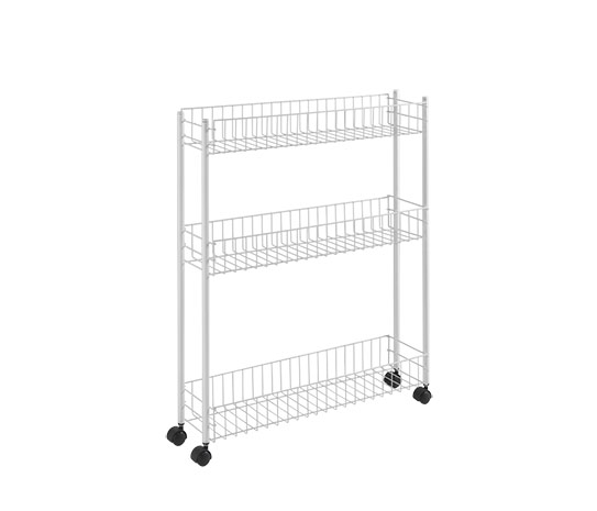 Pojízdný kovový regál do úzkých prostor 6713, 72x58x16cm, bílá Pojízdný kovový regál do úzkých prostor 6713, 72x58x16cm, bílá