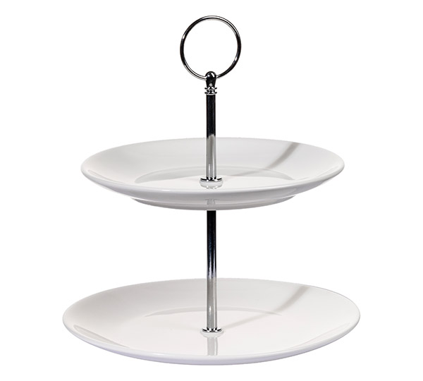 Servírovací etažér na cukroví a ovoce 6930, 2 patra 17 a 21 cm, bílá