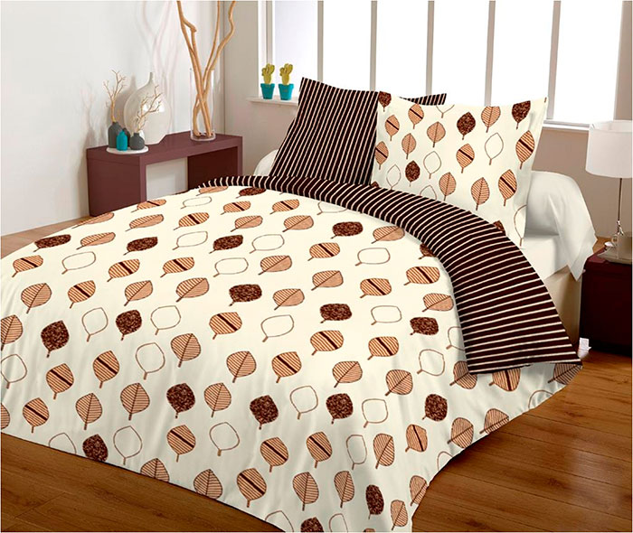 Povlečení z mikrovlákna - 100% polyester Podzim 70x90, 140x200 cm, hnědé