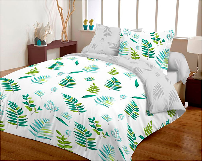 Povlečení z mikrovlákna - 100% polyester Zelené lístky 70x90, 140x200 cm