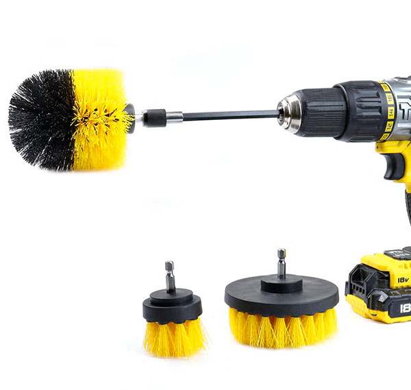 Čistící nylonový kartáč do vrtačky 7425, sada 3 ks, 50mm, 100mm, 127mm + nástavec