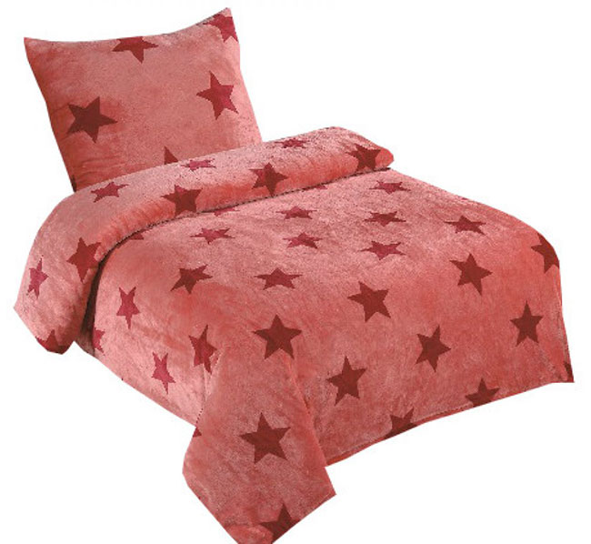 Mikroplyšové ložní povlečení Stars Hvězdy růžové - mikroplyš 1 + 1, 70 x 90 cm, 140 x 200 cm