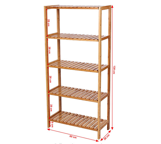 Stojanový, dřevěný regál 7522, 5 - policový 60x26x130cm Stojanový, dřevěný regál 7522, 5 - policový 60x26x130cm