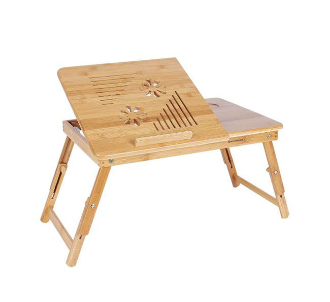 Dřevěný stolek na notebook do postele 7624 nastavitelný 55x35x29cm, přírodní