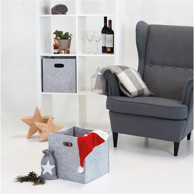 Plstěný úložný textilní box Filc 30 x 30 x 30 cm, šedá Plstěný úložný textilní box Filc 30 x 30 x 30 cm, šedá
