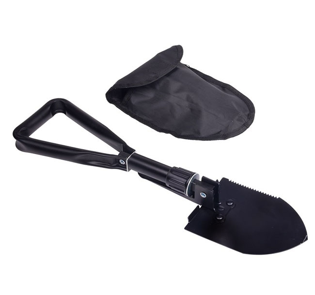 Multifunkční outdoorová skládací lopatka 7637 - rýč 46 cm, černá