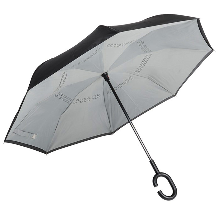 Obrácený deštník do auta dvouvrstvý 7679 109cm, černo - šedý