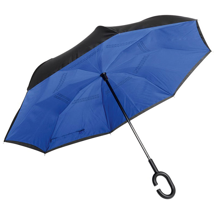 Obrácený deštník do auta dvouvrstvý 7848 109cm, černo - modrý