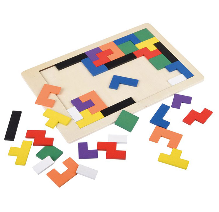 Dřevěné puzzle Tetris 27 x 18 cm, 40 dílků