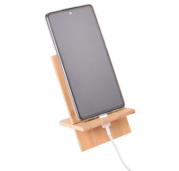 Dřevěný stojánek na mobil na stůl 7695 10,5 x 8 cm, bambus