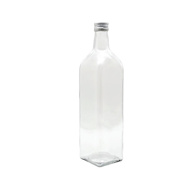 Hranatá skleněná láhev se šroubovacím uzávěrem 1,0 L / Marasca