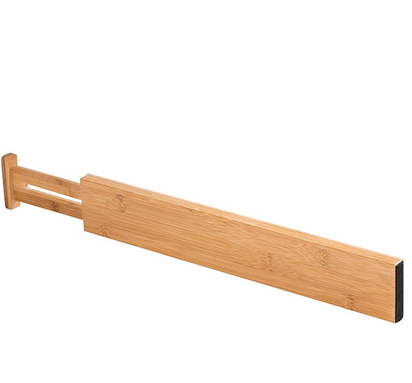 Organizér do zásuvky 7497 bambus, rozdělovač šuplíku do kuchyně 33,5 až 43 cm, v. 6cm