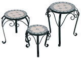 Kovový stolek na květiny Mozaika, 3 kusy