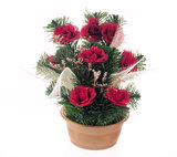 Umělé květiny v květináči Růže 20 x 27 cm, červená