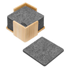 Filcové podtácky ve stojanu 10,5 x 10,5 cm, 10 ks, šedá Filcové podtácky ve stojanu 10,5 x 10,5 cm, 10 ks, šedá