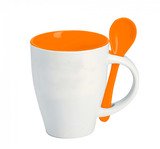 Hrnek se lžičkou - oranžová