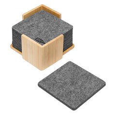 Filcové podtácky ve stojanu 10,5 x 10,5 cm, 10 ks, šedá Filcové podtácky ve stojanu 10,5 x 10,5 cm, 10 ks, šedá