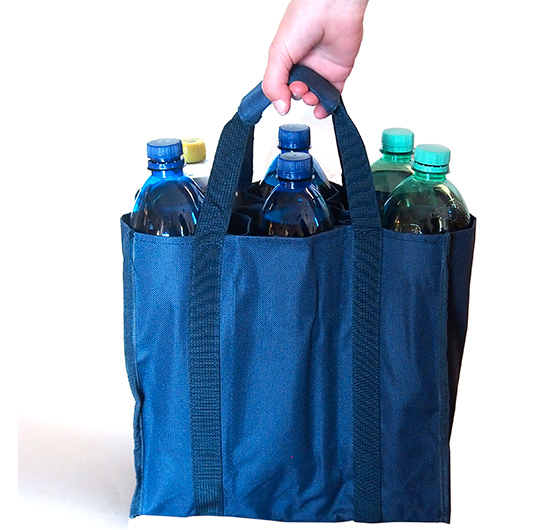 Taška na láhve 0,7 - 2,5 l Bottle bag na 6 PET lahví 26 x 16 x 30 cm, modrá