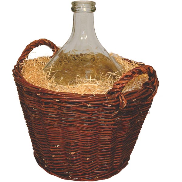 Demižon 10 L v proutěném koši s dřevitou vlnou, Fortel Demižon 10 L v proutěném koši s dřevitou vlnou, Fortel
