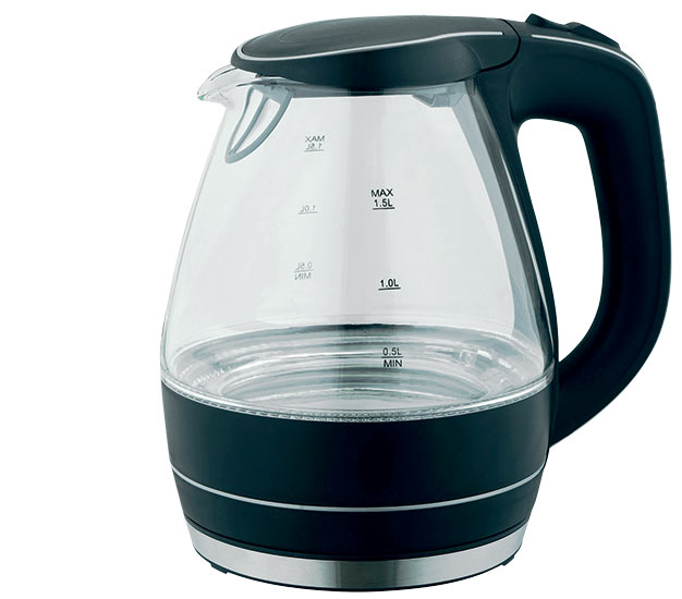 Skleněná rychlovarná konvice 1,5 L černá Skleněná rychlovarná konvice 1,5 L černá