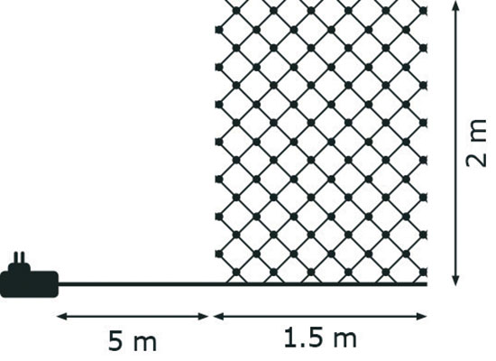 Vánoční osvětlení síť 1,5 x 2m-160 LED teplá bílá+5m přívodní kabel Vánoční osvětlení síť 1,5 x 2m-160 LED teplá bílá+5m přívodní kabel