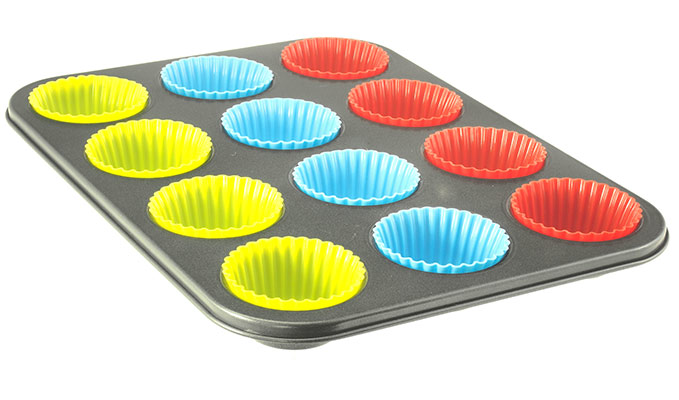 Forma na muffiny se silikonovými košíčky 36 x 27 x 3 cm, 12 ks
