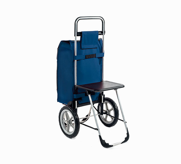 Velká nákupní taška na kolečkách se sedátkem Relax 65 l, modrá Velká nákupní taška na kolečkách se sedátkem Relax 65 l, modrá