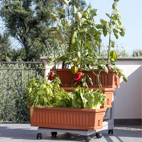 Zahrádka na balkón pro bylinky a zeleninu ORTO 3 x 80 cm, 90 l, terakota