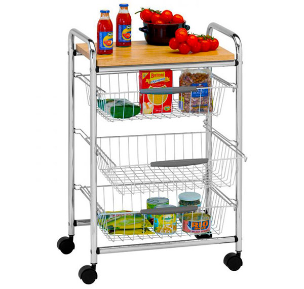 Pojízdný odkládací stolek 7102 s košíky a poličkou 45 x 32 x 69 cm, chrom Pojízdný odkládací stolek 7102 s košíky a poličkou 45 x 32 x 69 cm, chrom