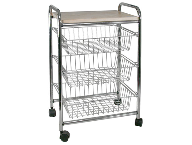 Pojízdný odkládací stolek 7102 s košíky a poličkou 45 x 32 x 69 cm, chrom Pojízdný odkládací stolek 7102 s košíky a poličkou 45 x 32 x 69 cm, chrom