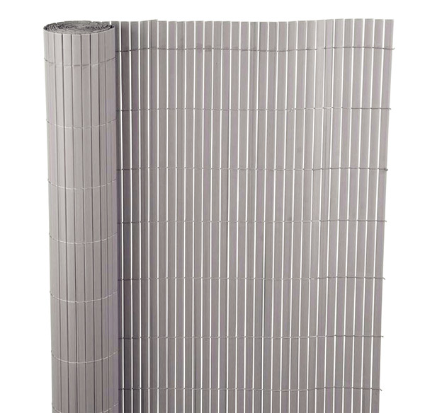 Zástěna na plot umělý bambus 7484, 1,5 x 3 m, šedá