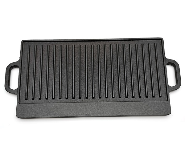 Litinový grilovací plát, oboustranný tác s uchy 500 x 235 x 15 mm, černá Litinový grilovací plát, oboustranný tác s uchy 500 x 235 x 15 mm, černá