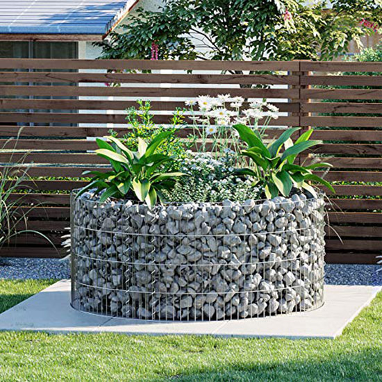 Gabionový vyvýšený záhon, květináč průměr 90cm x v. 40cm, velikost oka 100x25 mm Gabionový vyvýšený záhon, květináč průměr 90cm x v. 40cm, velikost oka 100x25 mm