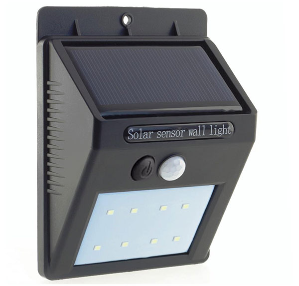 Solární led světlo se senzorem pohybu 7619 na stěnu 1,6 W, černá