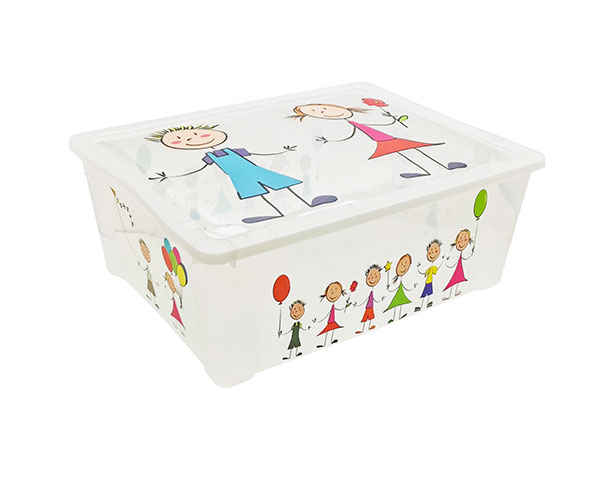 Dětský úložný box na hračky s víkem Děti 17 L, transparentní