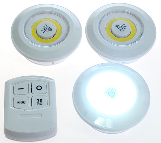 LED světlo na baterie 3W na dálkové ovládání 1016, 3ks LED světlo na baterie 3W na dálkové ovládání 1016, 3ks