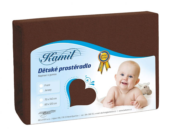 Prostěradlo do postýlky Jersey 60 x 120 cm, tmavě hnědá Prostěradlo do postýlky Jersey 60 x 120 cm, tmavě hnědá